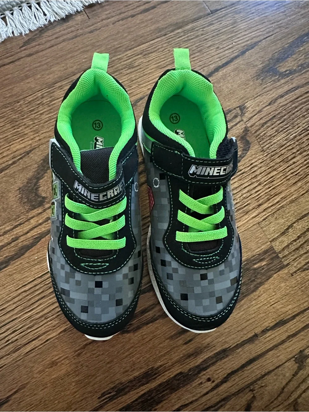 Minecraft Sneakers - Green and Gray - size 13 - excellent condition - Picture 2 of 4